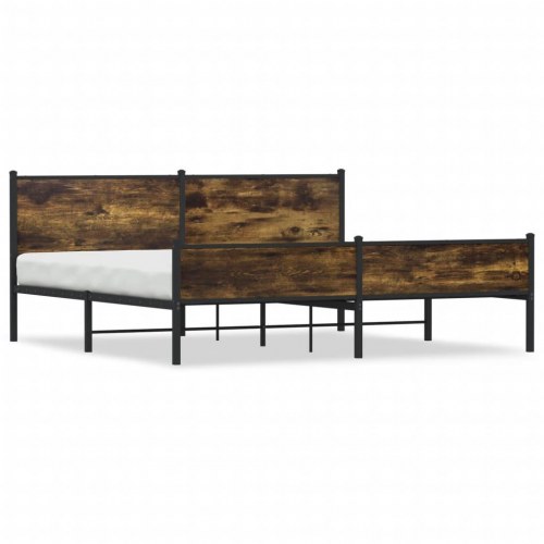Sengeramme i metal uden madras 193 x 203 cm - røget egetræsfarve