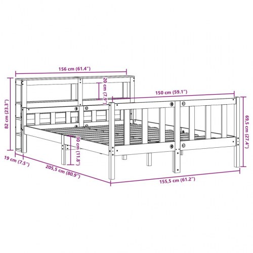 Sengeramme uden madras 150x200 cm massivt fyrretræ
