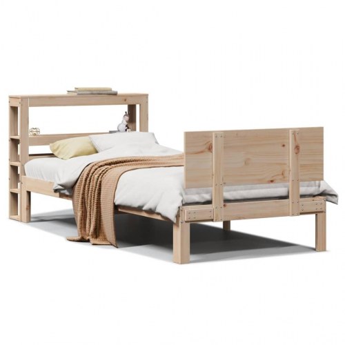 Sengeramme med sengegavl 90x200 cm i massivt fyrretræ