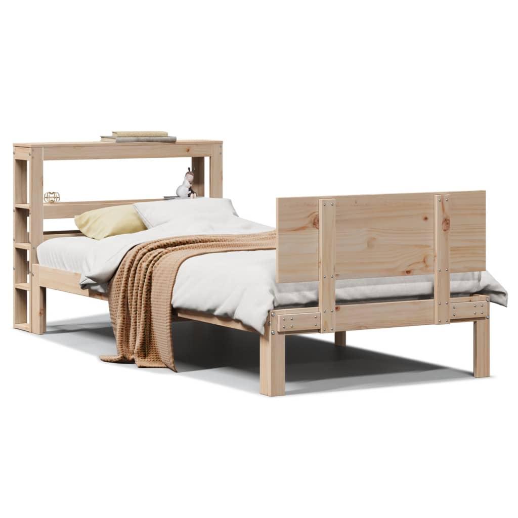 vidaXL sengeramme med sengegavl 90x200 cm massivt fyrretræ