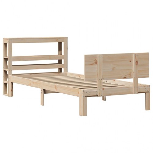 Sengeramme med sengegavl 90x200 cm i massivt fyrretræ