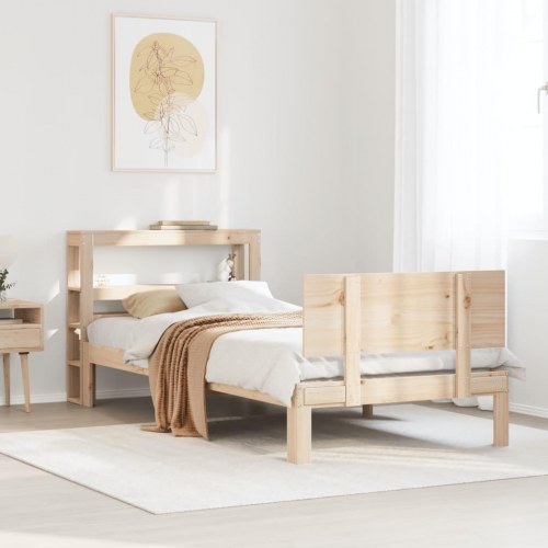 Sengeramme med sengegavl 90x200 cm i massivt fyrretræ