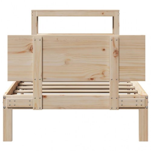 Sengeramme med sengegavl 90x200 cm i massivt fyrretræ