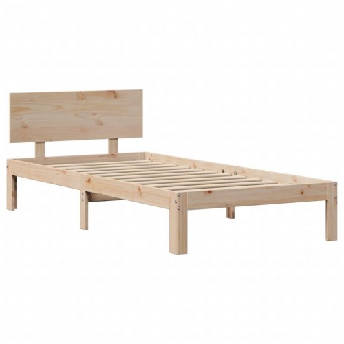 Sengeramme med sengegavl 90x200 cm i massivt fyrretræ