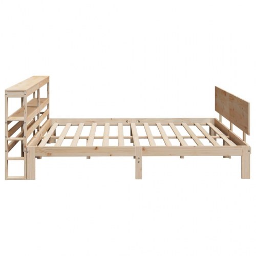 Sengeramme med sengegavl 200x200 cm - massivt fyrretræ