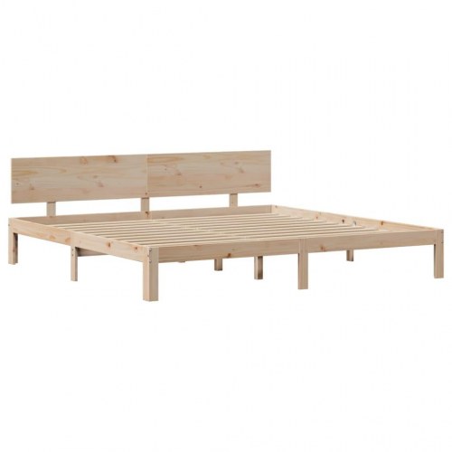 Sengeramme med sengegavl 200x200 cm - massivt fyrretræ