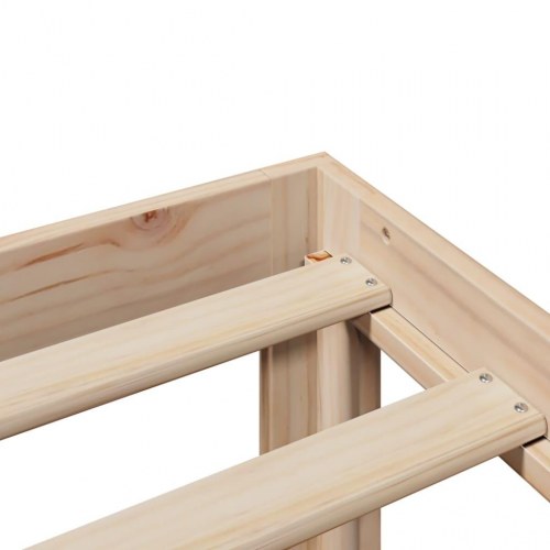 Sengeramme med sengegavl 200x200 cm - massivt fyrretræ