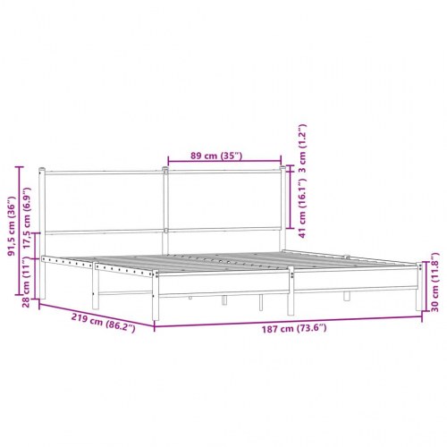 Sengeramme i metal sonoma-eg 183 x 213 cm