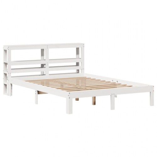 Sengeramme i massivt fyr med hovedgærde - hvid 140x190 cm