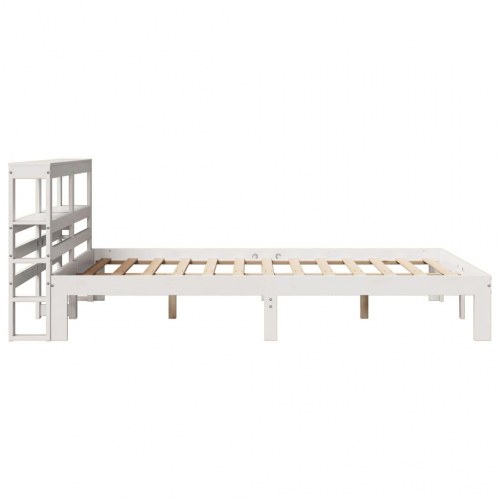 Sengeramme i massivt fyr med hovedgærde - hvid 140x190 cm