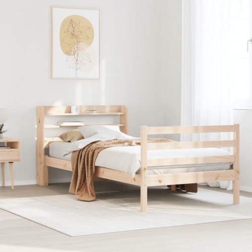 Sengeramme med sengegavl 100 x 200 cm i massivt fyrretræ