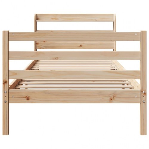 Sengeramme med sengegavl 100 x 200 cm i massivt fyrretræ