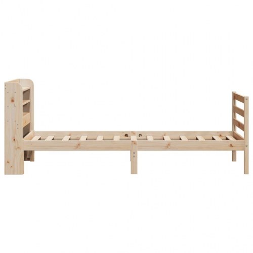 Sengeramme med sengegavl 100 x 200 cm i massivt fyrretræ