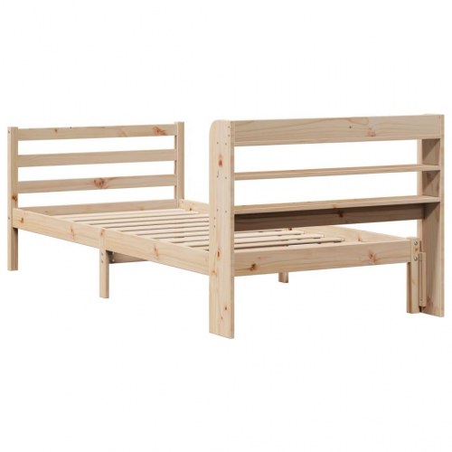 Sengeramme med sengegavl 100 x 200 cm i massivt fyrretræ