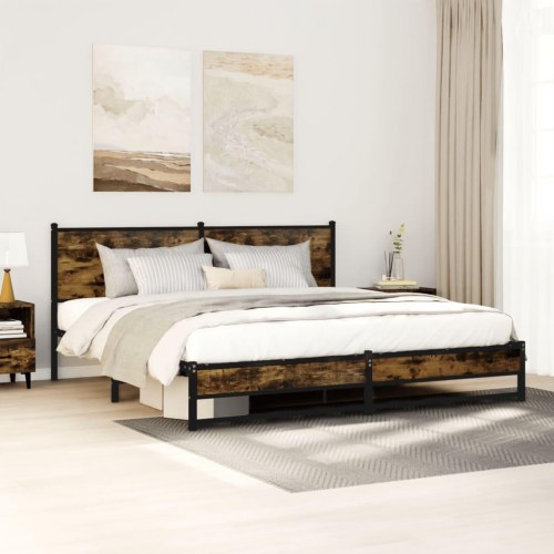 Sengeramme uden madras 183 x 213 cm - røget egetræ