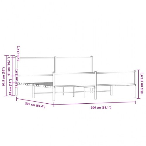 Sengeramme 200x200 cm - sonoma-eg