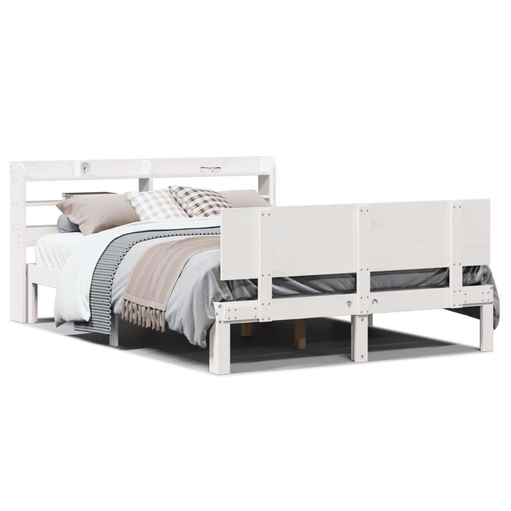 Sengeramme Med Sengegavl Massivt Fyrretræ Hvid - Hvid / 120 x 190 cm