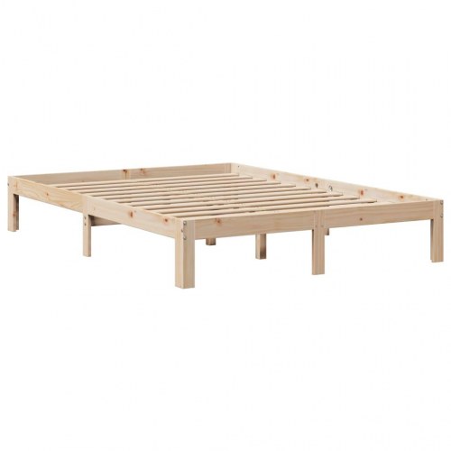 Sengeramme med sengegavl 135x190 cm massivt fyrretræ hvid