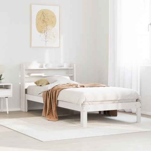 Sengeramme med sengegavl og hylder 75x190 cm - hvid