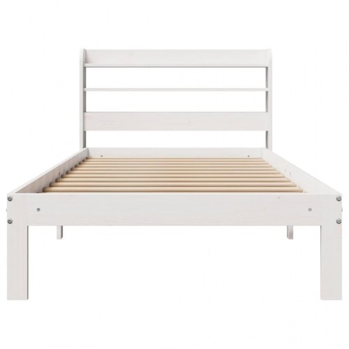 Sengeramme med sengegavl og hylder 75x190 cm - hvid