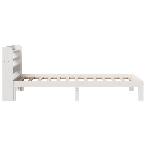 Sengeramme med sengegavl og hylder 75x190 cm - hvid