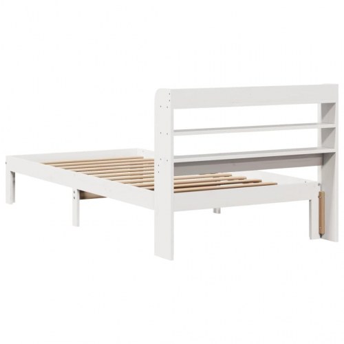 Sengeramme med sengegavl og hylder 75x190 cm - hvid