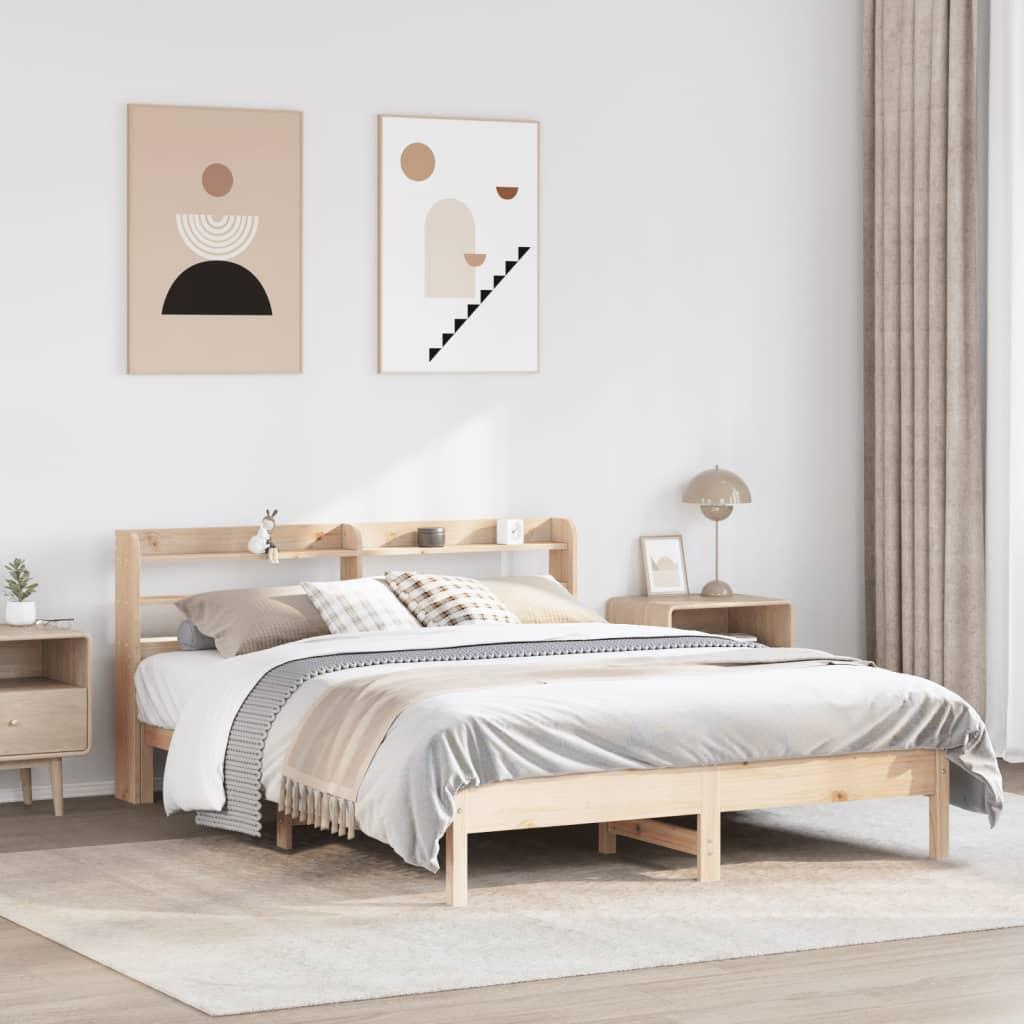 Sengeramme Uden Madras Massivt Fyrretræ - Naturfarvet / 160 x 200 cm