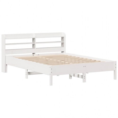 Sengeramme 140x200 cm med hylder - hvid