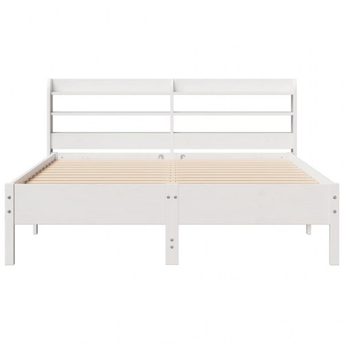 Sengeramme 140x200 cm med hylder - hvid