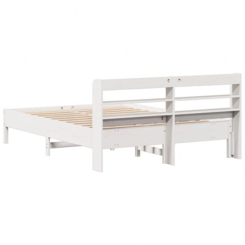 Sengeramme 140x200 cm med hylder - hvid