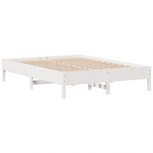 Sengeramme 140x200 cm med hylder - hvid