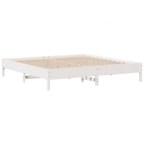 Sengeramme 180 x 200 cm med sengegærde og hylder - hvid