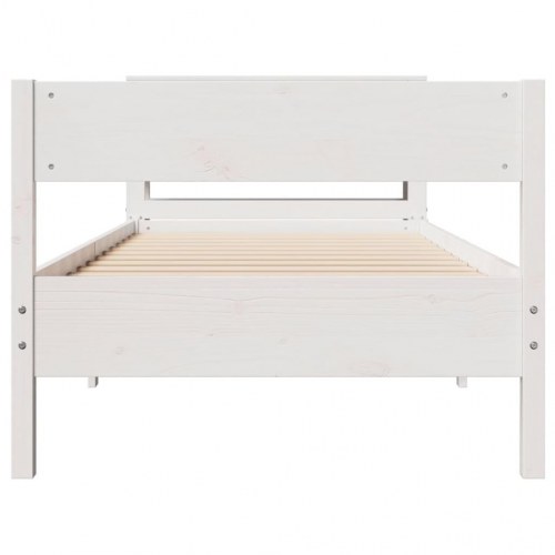 Sengeramme med hovedgærde og hylder 90 x 190 cm - hvid