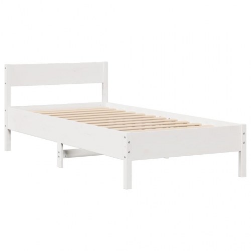 Sengeramme med hovedgærde og hylder 90 x 190 cm - hvid