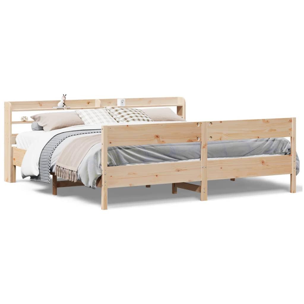 Sengeramme Uden Madras Massivt Fyrretræ - Naturfarvet / 180 x 200 cm