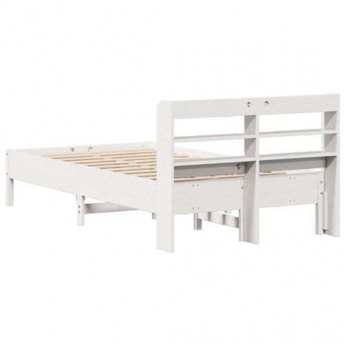 Sengeramme 75 x 190 cm i massivt fyrretræ - hvid