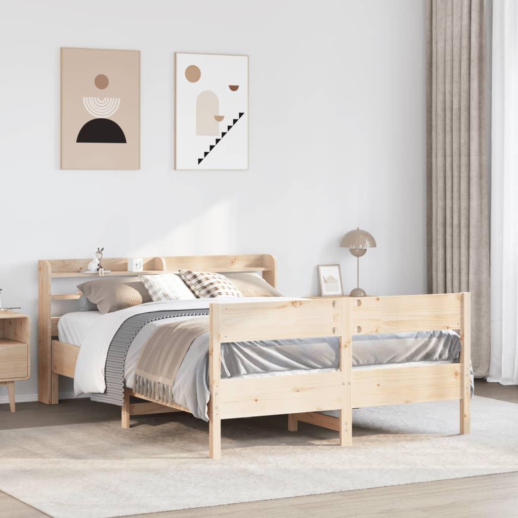 Sengeramme Uden Madras Massivt Fyrretræ - Naturfarvet / 150 x 200 cm