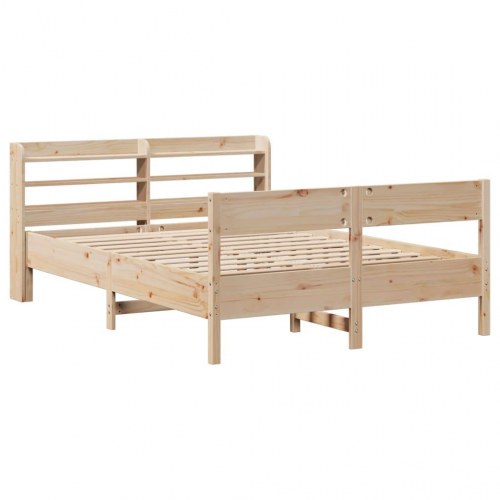 Sengeramme 150 x 200 cm med sengegærde - massivt fyrretræ