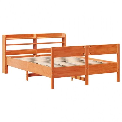 Sengeramme uden madras 150 x 200 cm i massivt fyrretræ - gyldenbrun