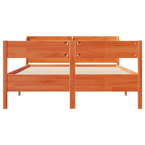 Sengeramme uden madras 150 x 200 cm i massivt fyrretræ - gyldenbrun