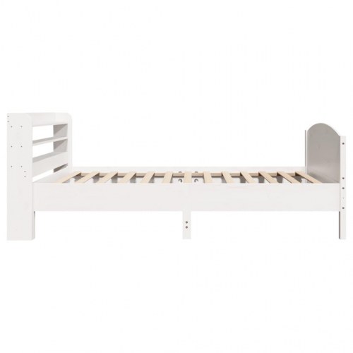 Sengeramme med hovedgærde og hylder 75 x 190 cm - hvid