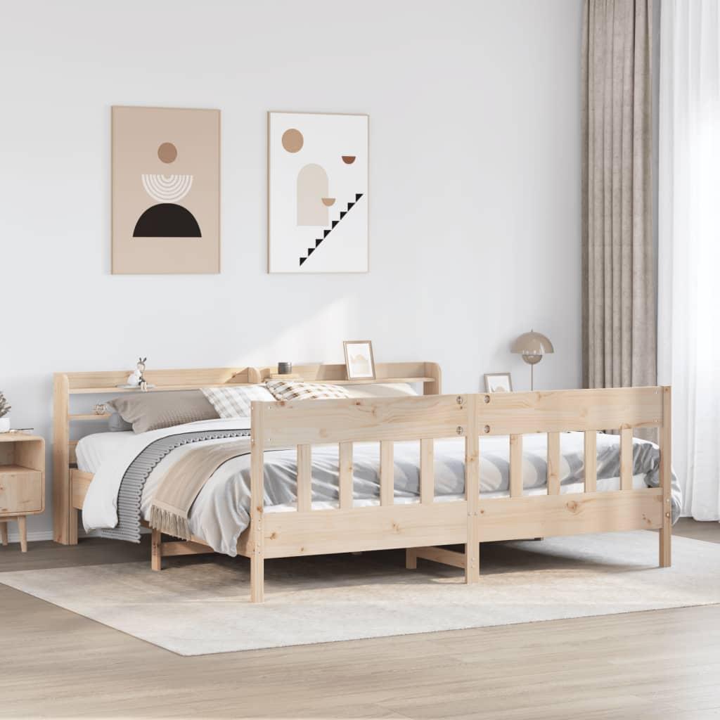 Sengeramme Uden Madras Massivt Fyrretræ - Naturfarvet / 200 x 200 cm