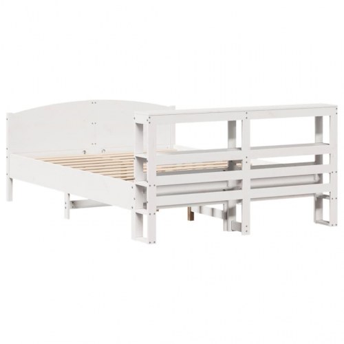 Sengeramme i massivt fyrretræ med hylder 120x200 cm - hvid