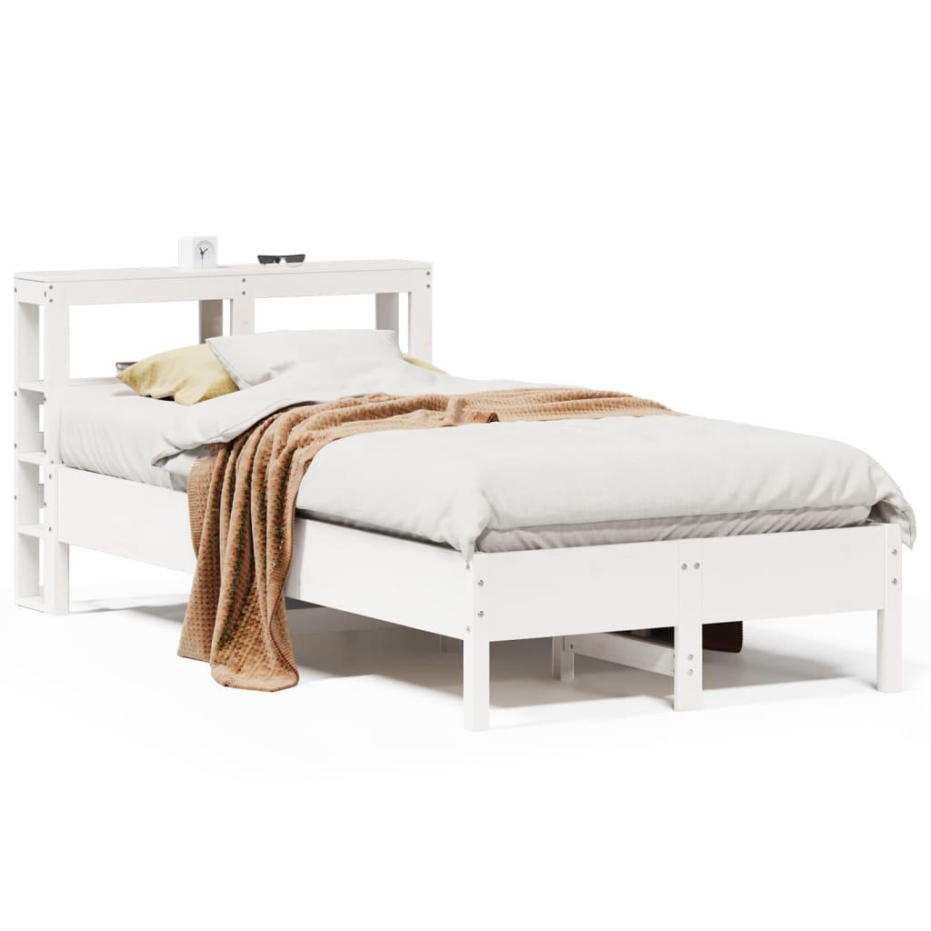 Sengeramme uden madras 120x190 cm massivt fyrretræ hvid
