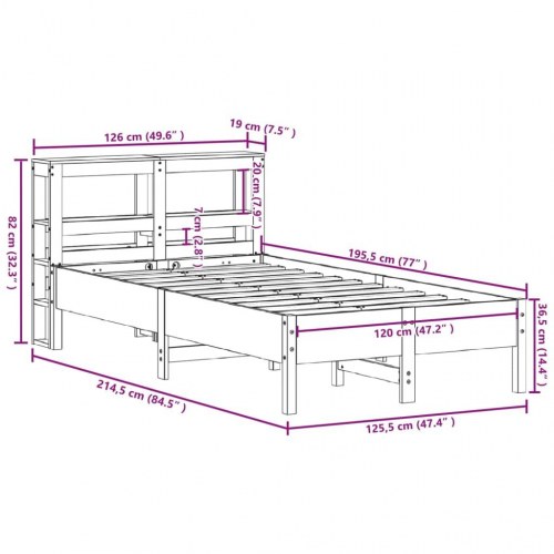 Sengeramme uden madras 120 x 190 cm massivt fyrretræ - hvid