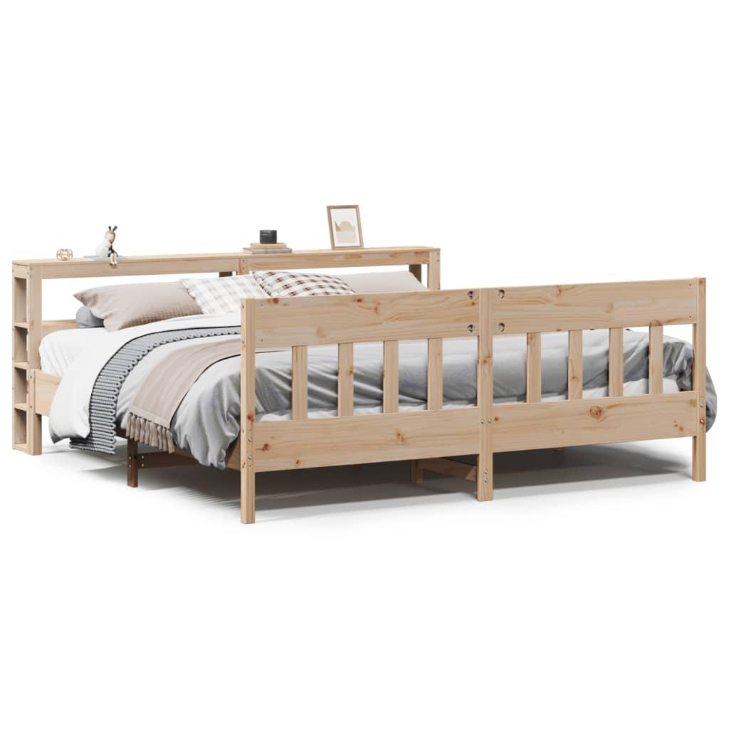 Sengeramme Uden Madras Massivt Fyrretræ - Naturfarvet / 180 x 200 cm