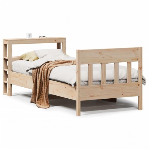 Sengeramme i massivt fyrretræ 75x190 cm med hylder