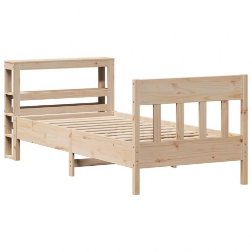 Sengeramme i massivt fyrretræ 75x190 cm med hylder