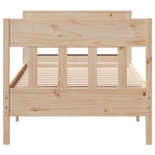 Sengeramme i massivt fyrretræ 75x190 cm med hylder