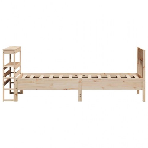 Sengeramme i massivt fyrretræ 75x190 cm med hylder